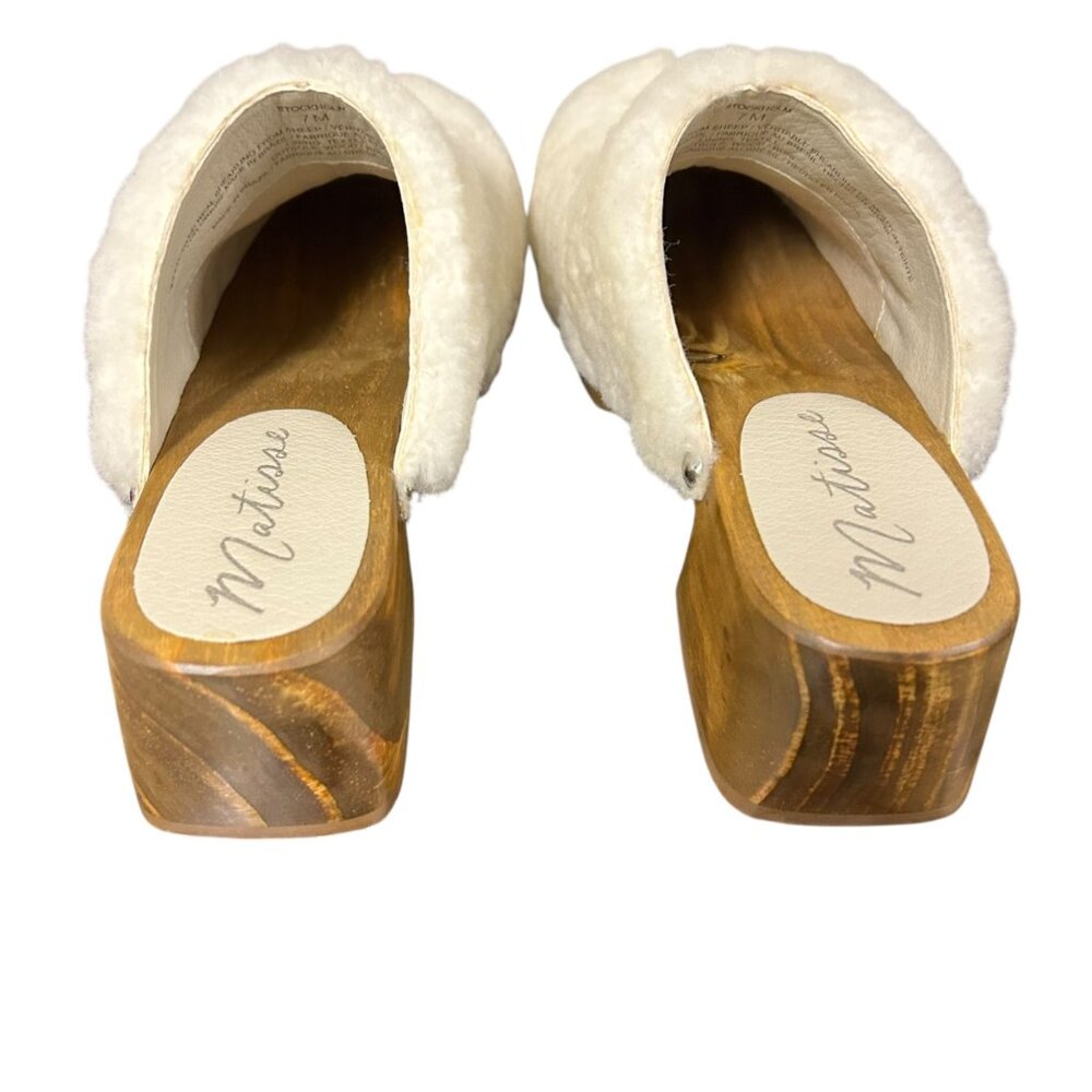 Matisse Stockholm Shearling Clogs Womens Size 7M Slip-On Block Heel Shoes Brazil - Picture 14 of 16